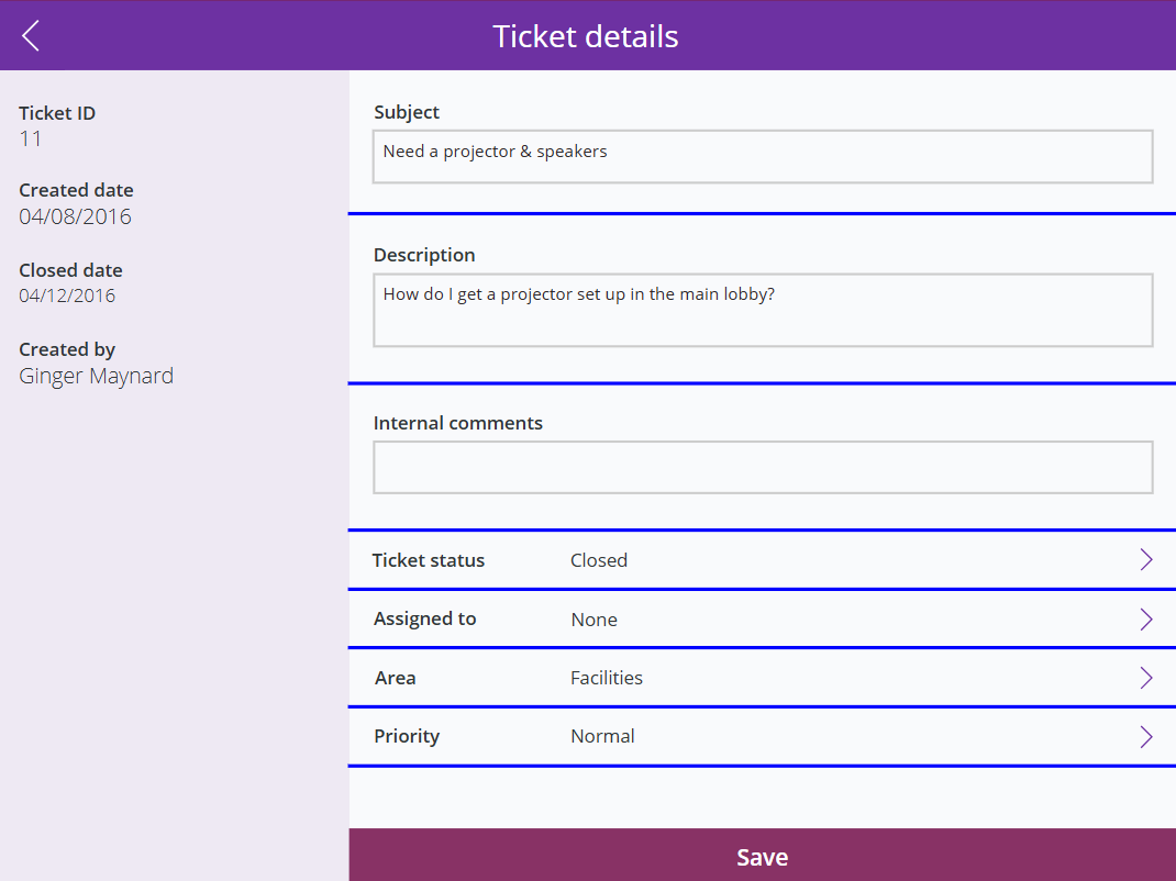 Ticket Details Screen Ticket Details Screen